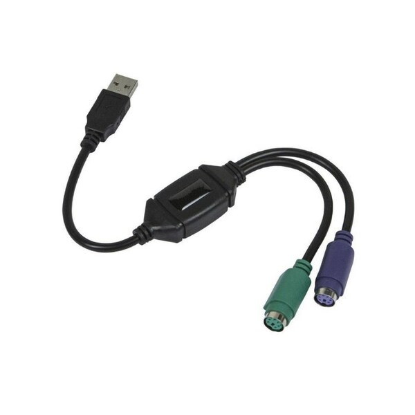 Sanoxy PS/2 Dual PS2 to USB 2.0 Converter Active Adapter Cable for Computer Mouse, Keyboard-Black - SANOXY-VNDR-PS2-CABLE