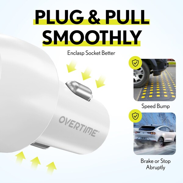 Overtime USBC PD38 Car Charger and 6ft USBC-USBC Cable - OTC2PD6TC