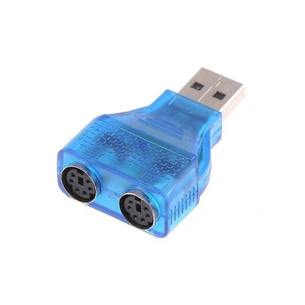 Sanoxy USB to Dual PS2 Keyboard Adapter for Keyboard, Mouse - SANOXY-VNDR-DUAL-PS2-BLU-2PORT