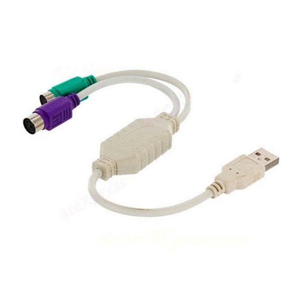 Sanoxy PS/2 Dual PS2 to USB 2.0 Converter Active Adapter Cable for Computer Mouse, Keyboard White - SANOXY-VNDR-USB-PS2-ADAPTER-W
