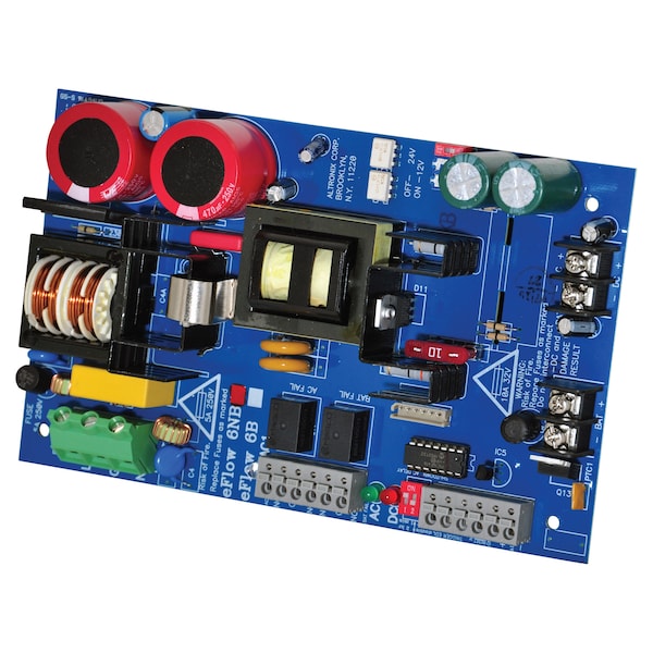 Altronix 6A Power Supply 120VAC, 60Hz Input to Single 12VDC/24VDC - EFLOW6NB