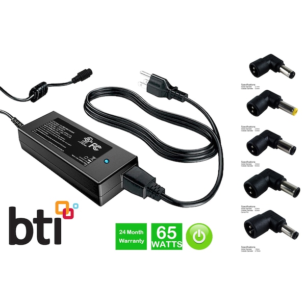 Battery Technology 65W Universal Ac Adapter For Various Acer, Asus, Compaq, Fujitsu,  - AC-U65W-5X