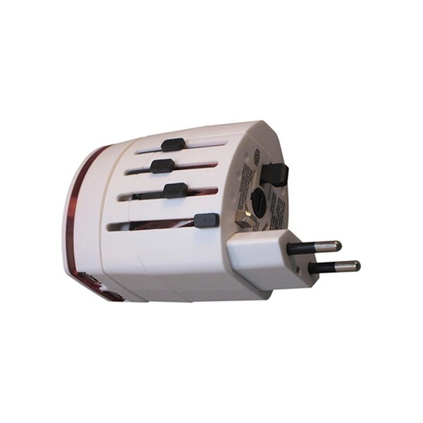 Heatcalor 2 x 3 in. International Plug Adapter with 2 USB Ports - White - HE2960486