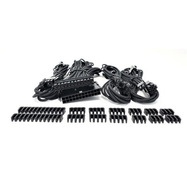 Micro Connectors Micro Connectors F04-240BK-KIT Premium Sleeved PSU Cable Extension Kit; Black - F04-240BK-KIT