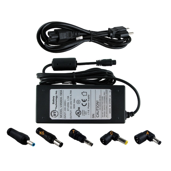 Battery Technology 90W Universal Ac Adapter For Hp Elitebook Mini Omnibook Evo Probook - AC-U90W-HP