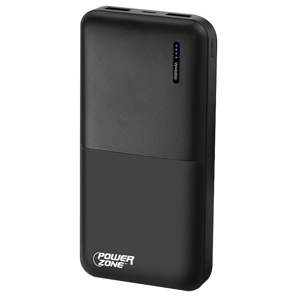 Powerzone Power Bank, 10000 mAh Capacity, Black - S80