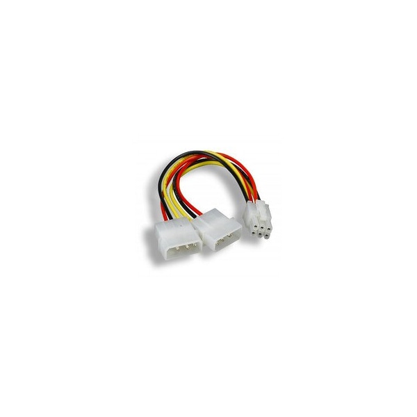 Swe-Tech 3C Dual 5.25-inch Molex Female Power to PCI Express 6-Pin PC Power Adapter Cable, 8 inches - FWT11W3-10008