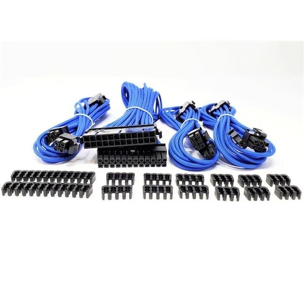 Micro Connectors Micro Connectors F04-240BL-KIT Premium Sleeved PSU Cable Extension Kit; Blue - F04-240BL-KIT