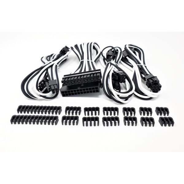 Hi-Tec Premium Sleeved PSU Cable Extension Kit White & Black - HI2611720
