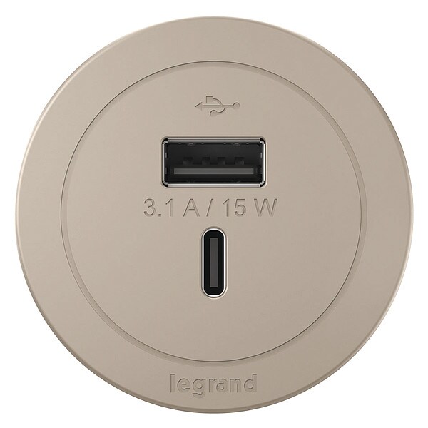 Legrand Plug-In Charger, 2.0" H x 2.0" W x 3.3" D - RFPCUAUC-NI10