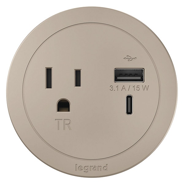 Legrand Plug-In Charger, 3.0" H x 3.0" W x 2.0" D - RFPCRUAUC-NI10