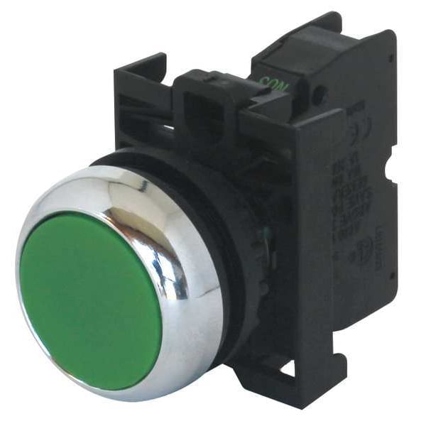 Botón de Empuje No Iluminado Eaton, 22 mm, 1NO, Verde - M22M-D-G-K10
