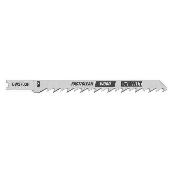 Dewalt 4" 6 TPI U-Shank Clean Cutting Wood Cutting HCS Jig Saw Blade - DW3703H2