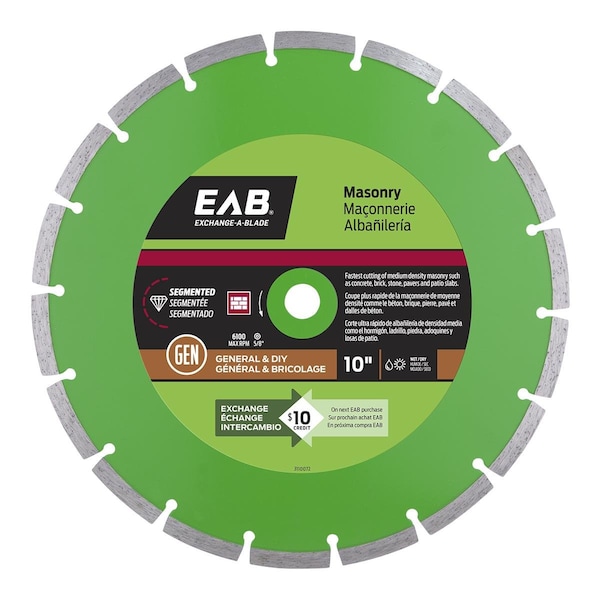 Exchange-A-Blade 10 in. Segmented Rim Concrete Green Diamond Recyclable Exchangeable Blade - 3110072