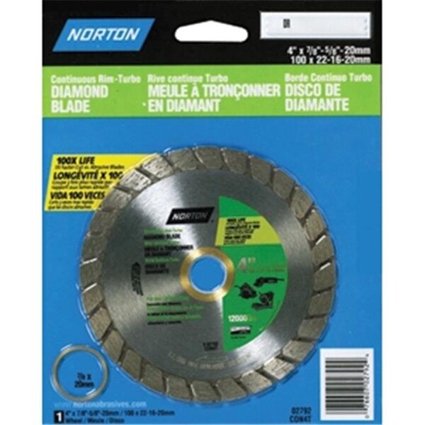 Norton Co Norton 2792 4 in. Diamond Blade Turbo Continuous Rim - 76607027924