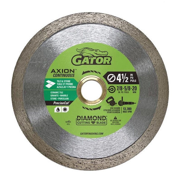 Gator PreciseCut 4-1/2 in. D X 5/8 and 7/8 in. Diamond Continuous Rim Saw Blade - 389877