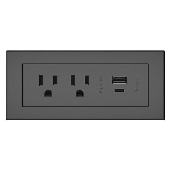 Legrand Plug-In Charger, 2.5" H x 5.8" W x 2.1" D - RDZCBK10