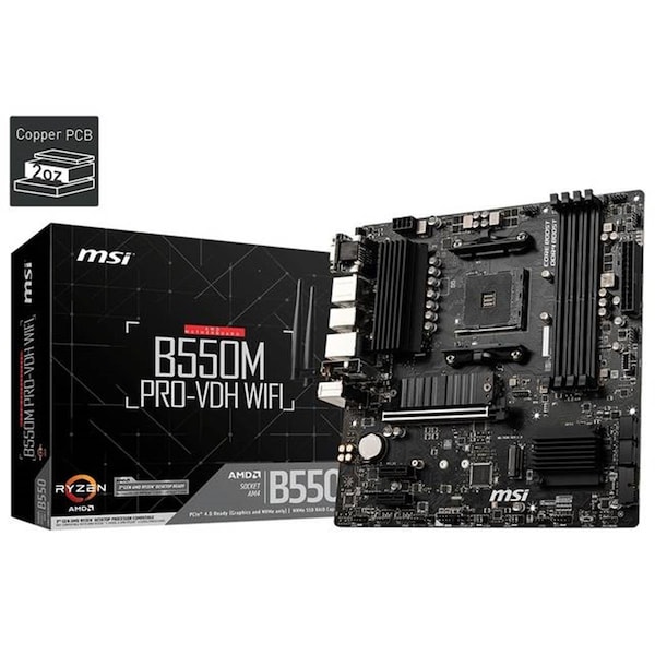 Virtual Socket AM4 AMD B550 DDR4 SATA3 & USB3.2 M.2 Micro-ATX Motherboard - VI3587453
