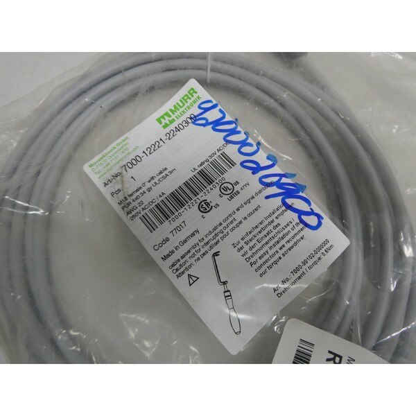 Murr Elektronik M12 HEMBRA 250V-AC 250V-DC CABLE DE CONJUNTO DE CABLES - 7000-12221-2240300