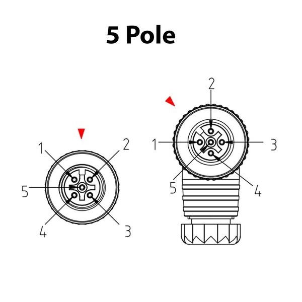 Cable recto hembra de 5 polos M12 de Automation Systems Interconnect; Cordset de extremo único de 3 metros con cable de PVC - 12FD5A3Z