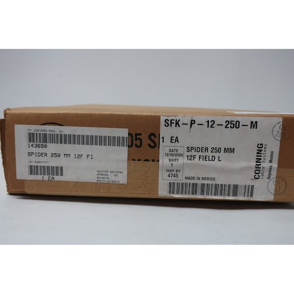 Kit de abanico de distribución de fibra óptica de Corning, cable de cordón de 12 pies - SFK-P-12-250-M