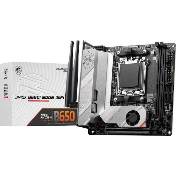 Virtual AMD B650 RYZEN 7000 DDR5 128GB Edge Wi-Fi AM5 Mini-ITX Motherboard, Silver - VI3451421
