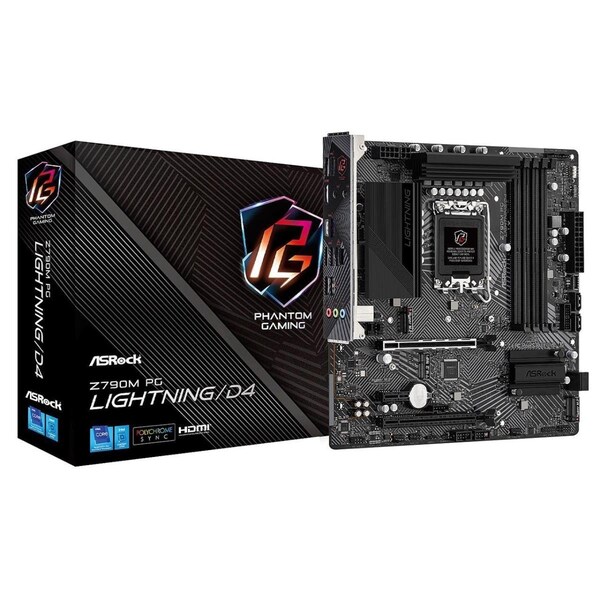 Asrock Z790M PG LIGHTNING-D4 LGA 1700 Intel Z790 SATA 6Gbs DDR4 Micro ATX Intel Motherboard - Z790M PG LIGHTNING/D4