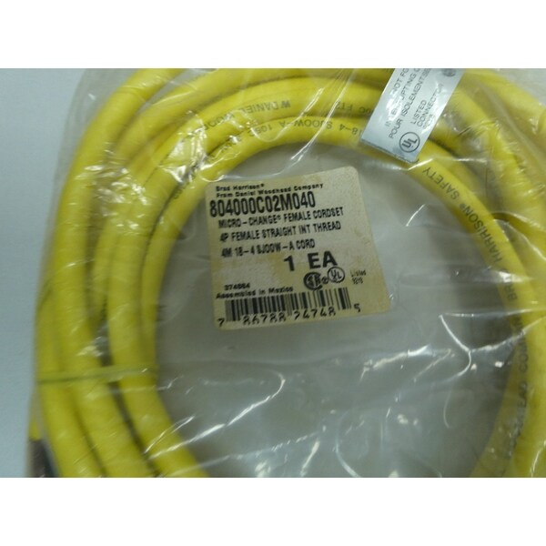 Brad Harrison MICRO-CHANGE 4P HEMBRA RECTA 4M CABLE DE CONJUNTO DE CABLE - 804000C02M040