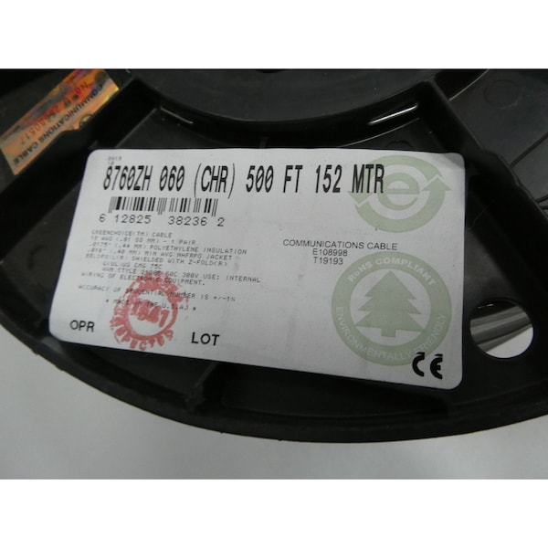Belden 18AWG 1PR COMUNICACIONES 500FT 300V-AC CABLE DE CABLE DE CORDSET - 8760ZH 060 (CHR)