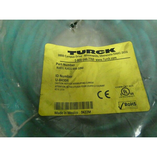 CABLE DE CORDÓN Turck ETHERNET DE 10M - RJ45S RJ45S 444-10M