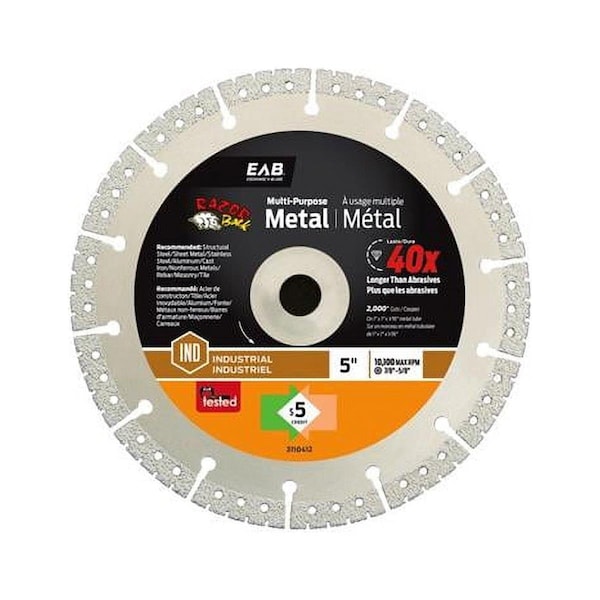 Razor Back 5 in. x Teeth Metal Cutting  Diamond Blade Industrial Recyclable Exchangeable Saw Blade - 3110412
