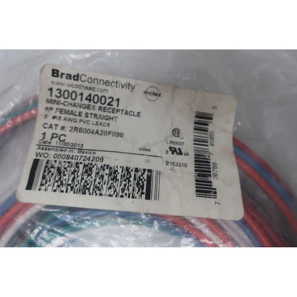 Receptáculo hembra de 6 pines Mini-Change de Brad Harrison con cable de 9 pies - 1300140021 2R6004A20F090