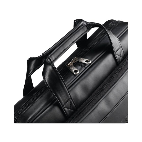 Samsonite Leather Slim Brief, Fits Devices Up to 15.6 in., Genuine Leather, 15.75 x 2.5 x 11.75, Black - 48073-1041