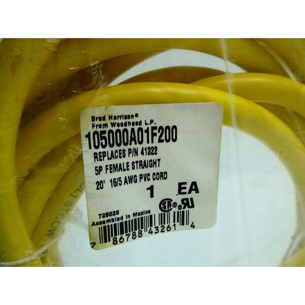 Woodhead 5 PIN STRAIGHT FEMALE 20FT 600V-AC CORDSET CABLE - 105000A01F200

Cable de cordón recto de 5 pines hembra de 20 pies 600V-AC - 105000A01F200