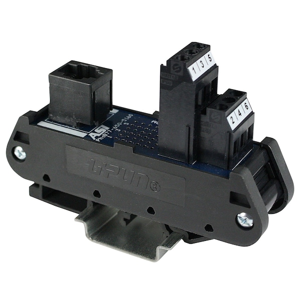 Asi RJ11 Breakout Board, DIN Rail Mount, Screw Clamp Terminals, RJ11 To Screw Terminal Adapter Module - 16000