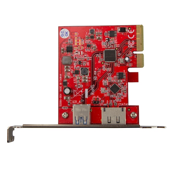 Startech.Com 2 Port USB 3.1 (10Gbps) + eSATA PCIe Card, 1x USB-A 1x eSATA - PEXUSB311A1E