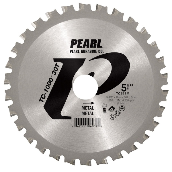 Pearl TC-1000 Mild Steel Carbide Tipped Blade 5-3/8 in., 30T, 20mm, 5/8 , 10mm Arbor - TC538M