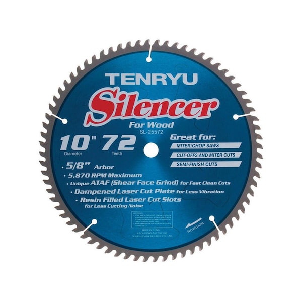 Muebles Para El Hogar Silencer 10 in. Dia. x 0.63 in. PTFE Coated Saw Blade - 72 Teeth - MU3300592