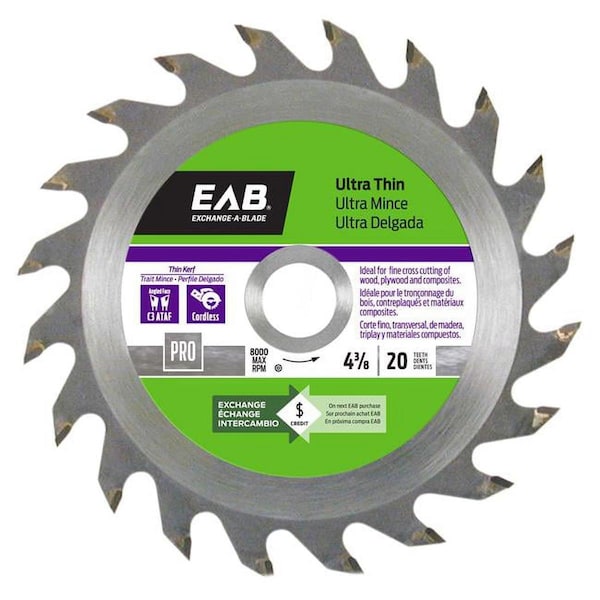 Exchange-A-Blade 4.37 in. x 20 Teeth Finishing Ultra Thin Professional Recyclable Exchangeable Saw Blade - 1016022