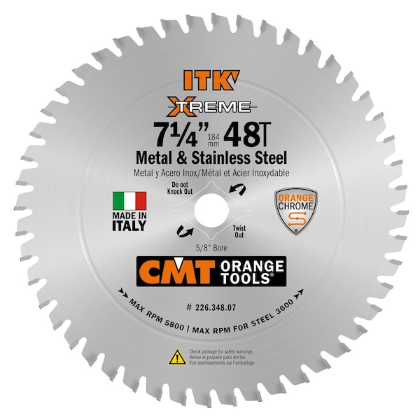 Cmt Orange Tools  7 1/4" 48T Metal & Stainless Steel Circular Blade - 226.348.07