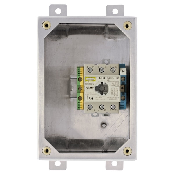 Interruptor de Desconexión Cerrado No Fusible Hubbell, 600V AC, NEMA 12K, 4, 4X - HBLDS3SS