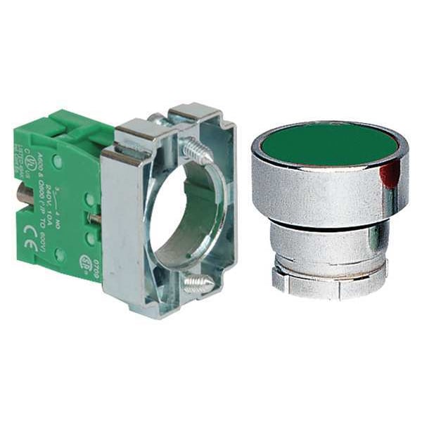 Botón de empuje no iluminado Dayton, 22 mm, 1NO, Verde - 30G228