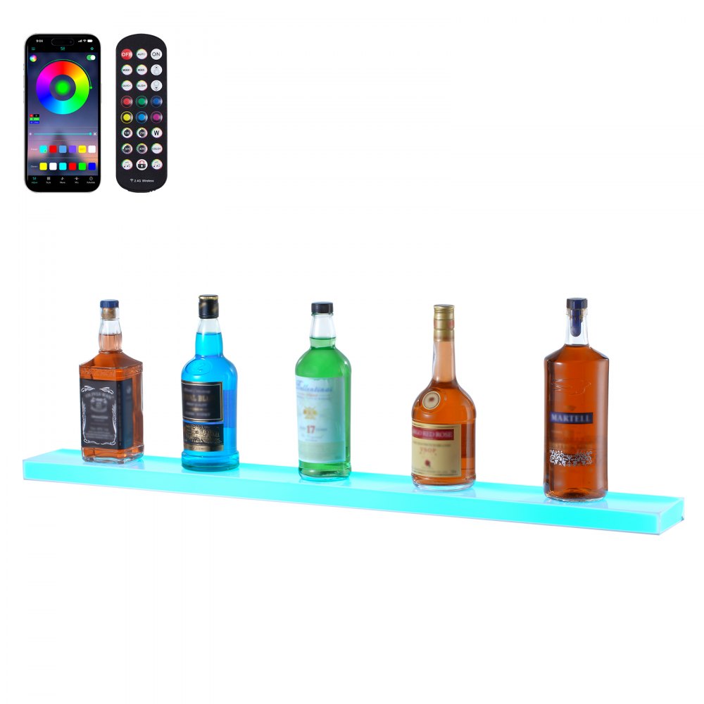 VEVOR Wall Mounted LED Lighted Liquor Bottle Display Home Bar Shelf  40" 1-Step - ZTXLEDJPZSJ1DQ99ZV1
