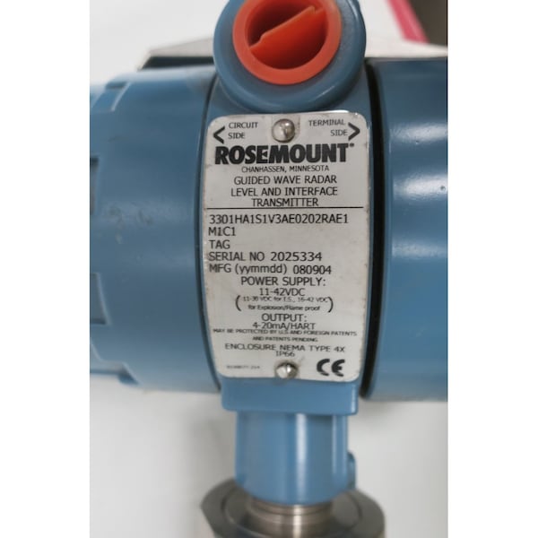 Sensores y transmisor de nivel de radar Rosemount 1142VDc - 3301HA1S1V3AE0202RAE1M1C1
