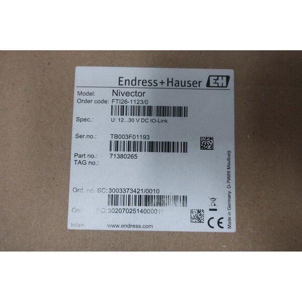 Endress Hauser NIVECTOR CAPACITIVE 12-30V-DC OTROS SENSORES DE NIVEL Y TRANSMISOR - FTI26-1123/0 71380265