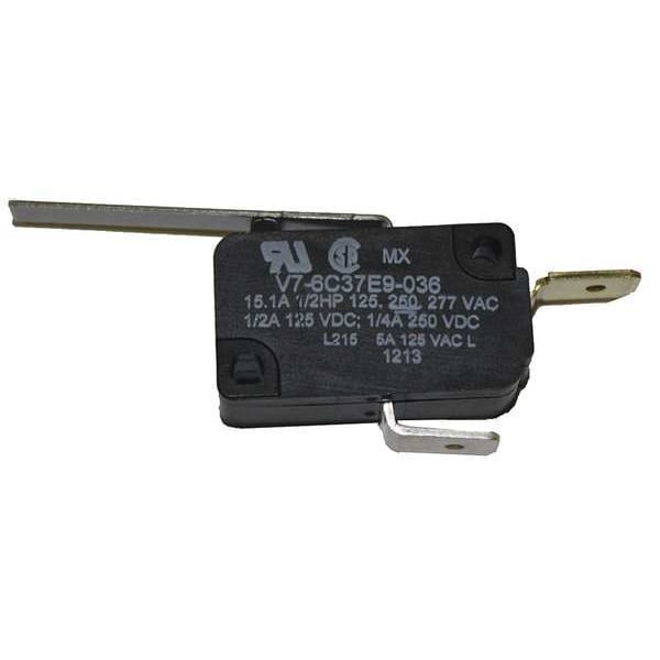 Interruptor de Acción Rápida en Miniatura Honeywell, Palanca, Actuador Largo, 1NC, Calificación de Contacto de 15A @ 240V AC - V7-6C37E9-036
