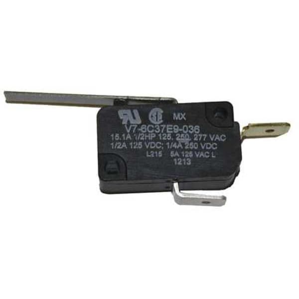 Interruptor de Acción Rápida en Miniatura Honeywell, Palanca, Actuador Largo, 1NC, Calificación de Contacto de 15A @ 240V AC - V7-6C37E9-036