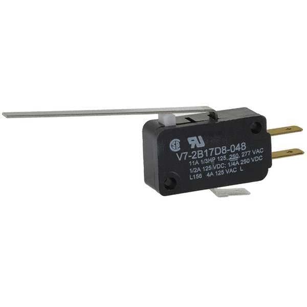 Interruptor de Acción Rápida Miniatura Honeywell, Palanca, Actuador Largo, SPDT, Clasificación de Contacto 3A @ 240V AC - V7-2B17D8-048