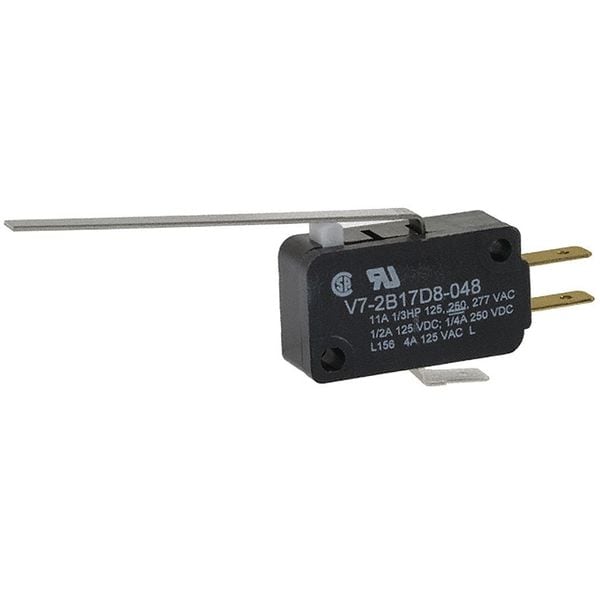 Interruptor de Acción Rápida Miniatura Honeywell, Palanca, Actuador Largo, SPDT, Clasificación de Contacto 3A @ 240V AC - V7-2B17D8-048