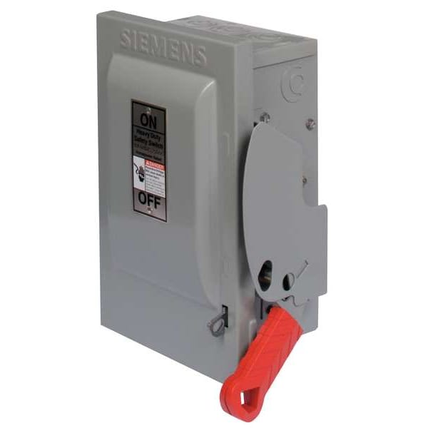 Interruptor de seguridad no fusible Siemens, servicio pesado, 600V AC, 3 polos, 100 A, NEMA 1 - HNF363